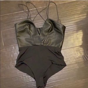 Faux leather bodysuit